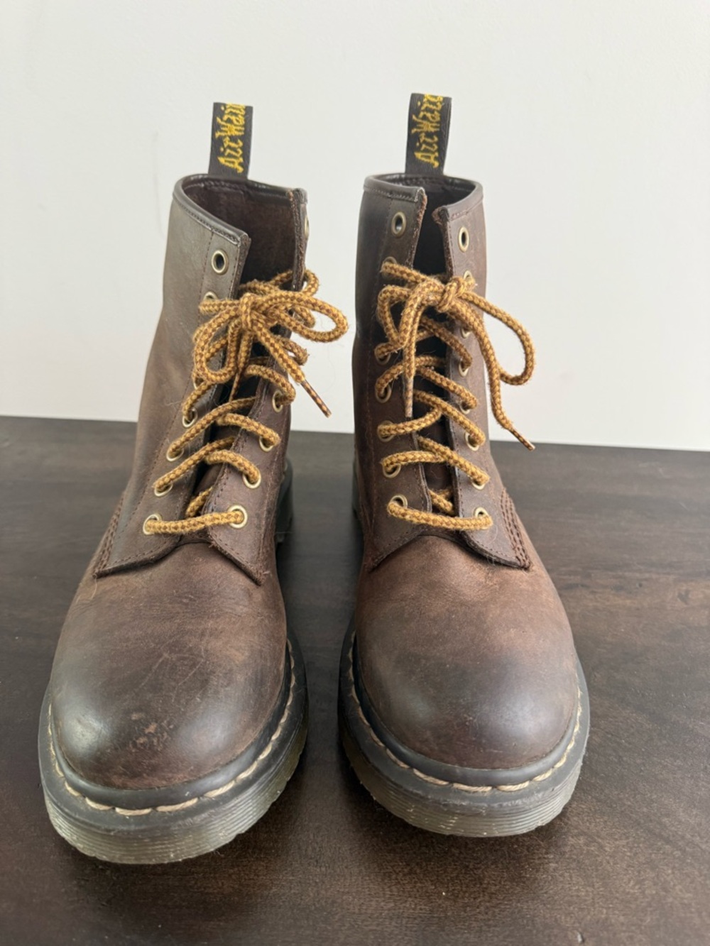 Dr. Martens Brown Leather Lace-Up Ankle Boots with Tan Laces